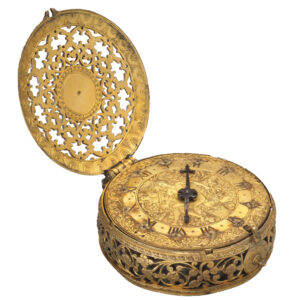 Beautiful Belgium gilded brass clock watch Circa 1600-1610
