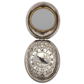 English silver oval pre-hairspring verge pocket watch Circa 1637