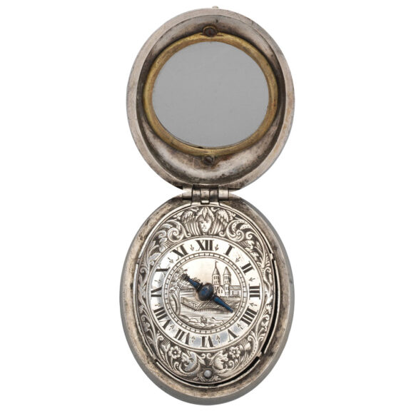 English silver oval pre-hairspring verge pocket watch Circa 1637 English silver oval pre-hairspring verge pocket watch Circa 1637