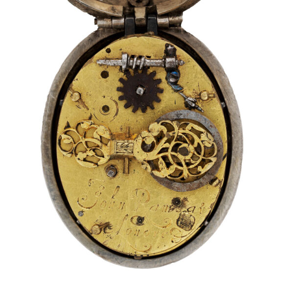 English silver oval pre-hairspring verge pocket watch Circa 1637 English silver oval pre-hairspring verge pocket watch Circa 1637