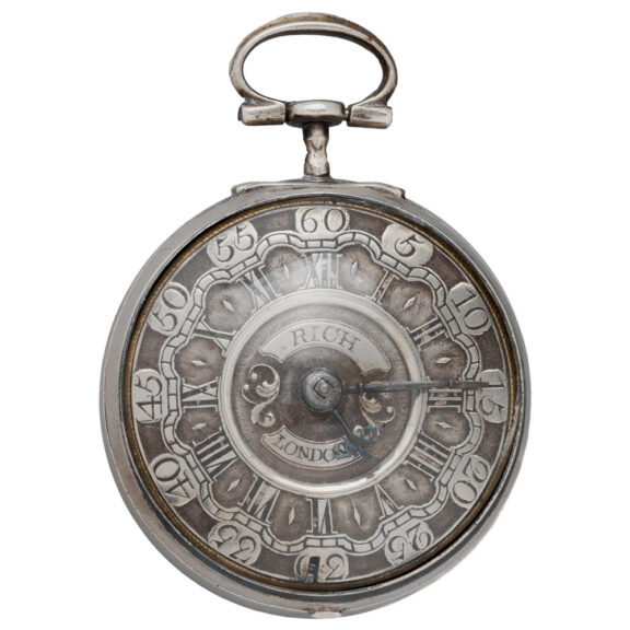 English silver repoussé verge pocket watch Circa 1751-52 English silver repoussé verge pocket watch Circa 1751-52