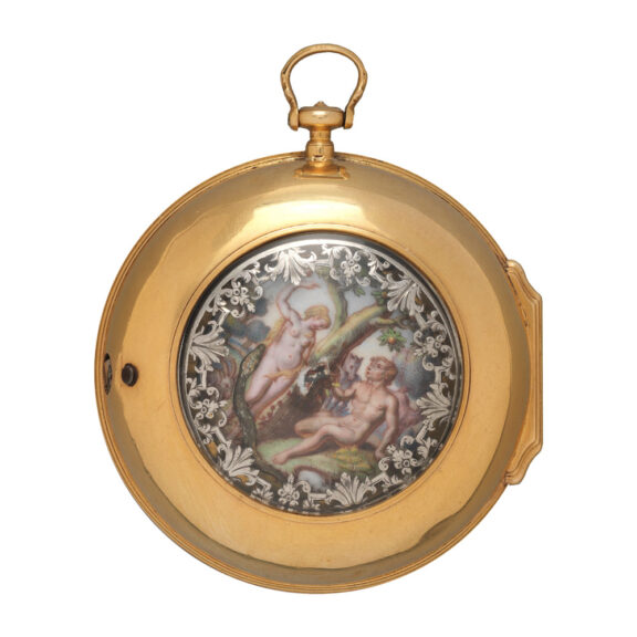 English gold enamel verge with a snake automaton Circa 1720 English gold enamel verge with a snake automaton Circa 1720
