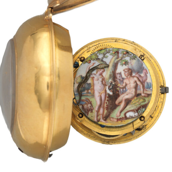 English gold enamel verge with a snake automaton Circa 1720 English gold enamel verge with a snake automaton Circa 1720