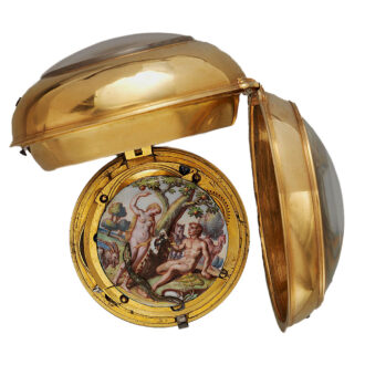 English gold enamel verge with a snake automaton Circa 1720