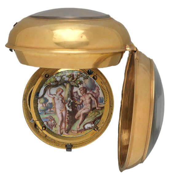 English gold enamel verge with a snake automaton Circa 1720 English gold enamel verge with a snake automaton Circa 1720