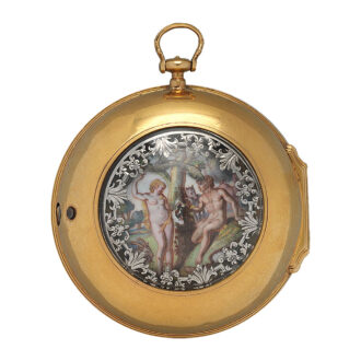 English gold enamel verge with a snake automaton Circa 1720