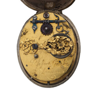 Rare English silver oval verge puritan watch Circa 1640-50