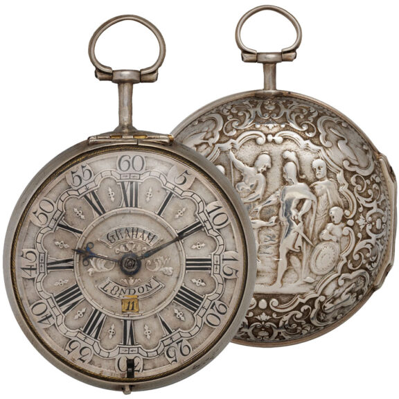 English silver pair cased repoussé watch with date Circa 1695-1750