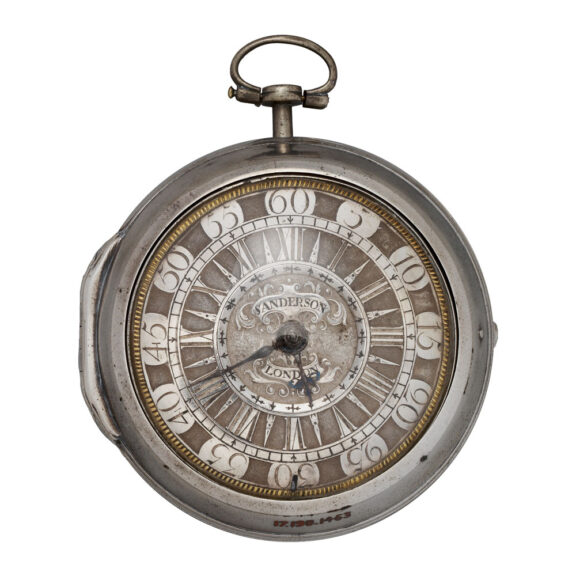 Rare English silver pair cased verge pocket watch Circa 1749