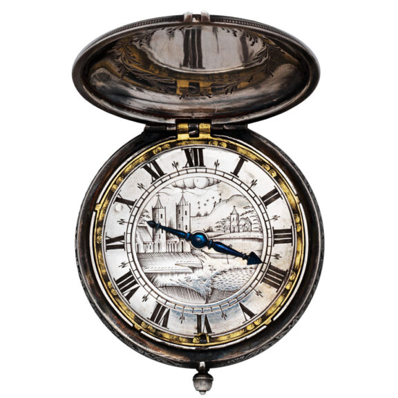 Early English silver single-handed pendant watch Circa 1650
