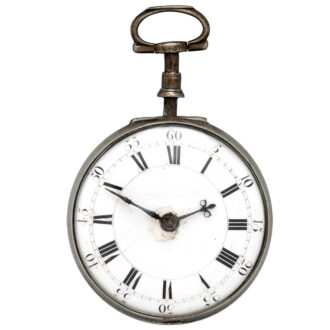 English silver pair-cased repoussé pocket watch Circa 1759