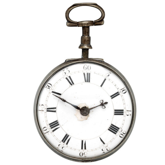 English silver pair-cased repoussé pocket watch Circa 1759 English silver pair-cased repoussé pocket watch Circa 1759