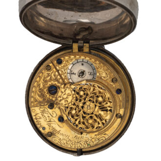 English silver pair-cased repoussé pocket watch Circa 1759