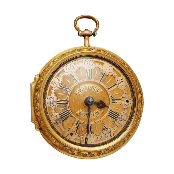 English gold repoussé pair-cased pocket watch Circa 1700 English gold repoussé pair-cased pocket watch Circa 1700