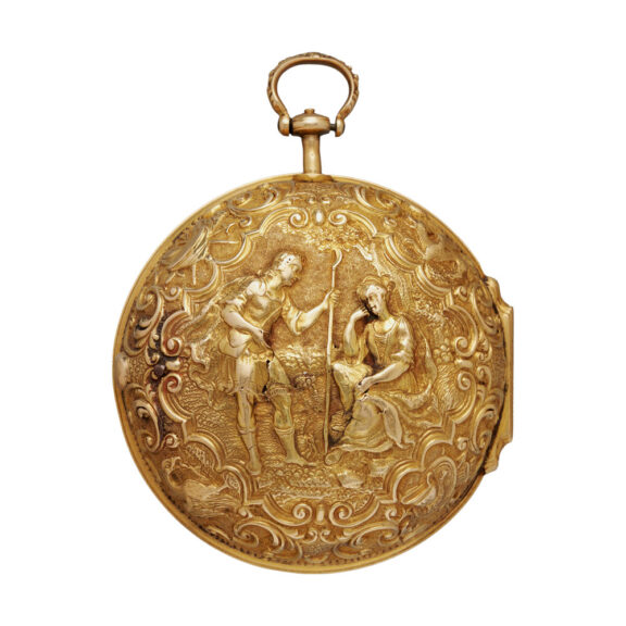 English gold repoussé pair-cased pocket watch Circa 1700 English gold repoussé pair-cased pocket watch Circa 1700