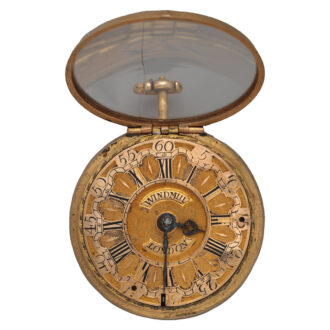 English gold repoussé pair-cased pocket watch Circa 1700