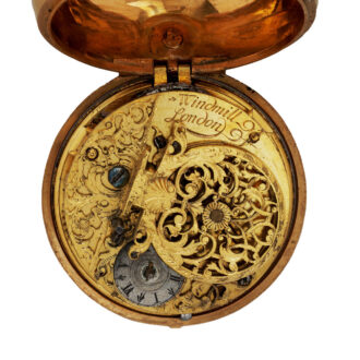 English gold repoussé pair-cased pocket watch Circa 1700