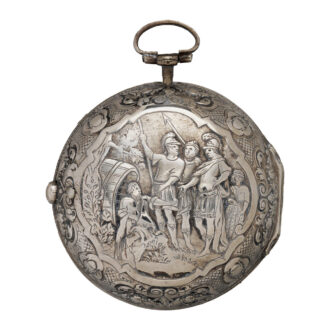 English silver pair-cased repoussé pocket watch Circa 1695