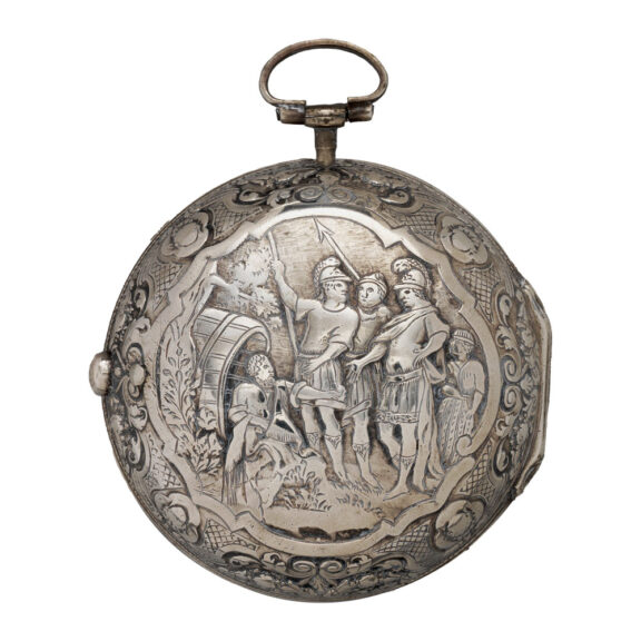 English silver pair-cased repoussé pocket watch Circa 1695 English silver pair-cased repoussé pocket watch Circa 1695