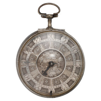 English silver pair-cased repoussé pocket watch Circa 1695