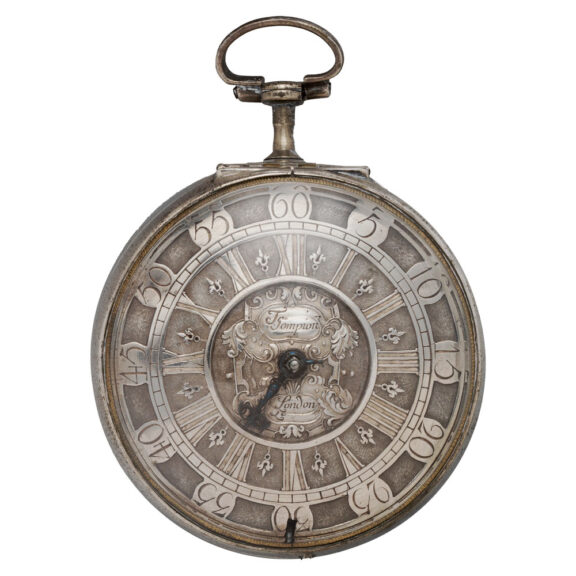 English silver pair-cased repoussé pocket watch Circa 1695 English silver pair-cased repoussé pocket watch Circa 1695