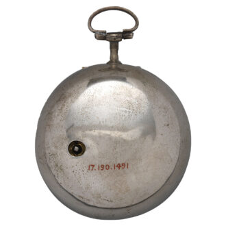 English silver pair-cased repoussé pocket watch Circa 1695