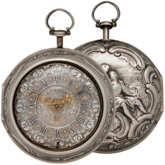 English silver pair-cased repoussé watch with date Circa 1759
