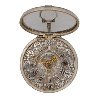 English silver pair-cased repoussé watch with date Circa 1759