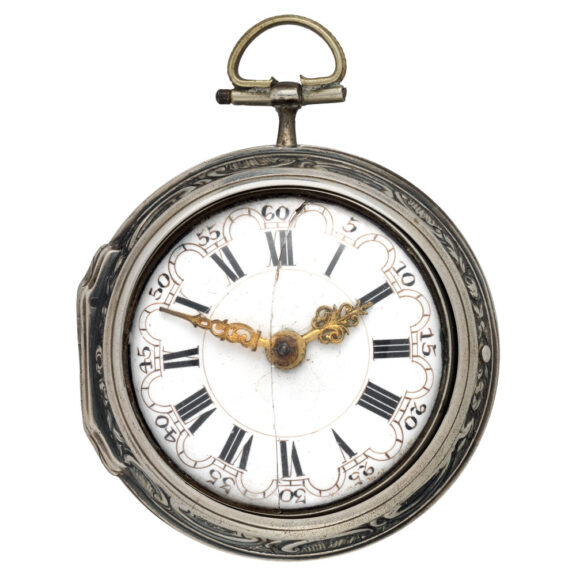 English pair-cased watch with repoussé decoration Circa 1758 English pair-cased watch with repoussé decoration Circa 1758