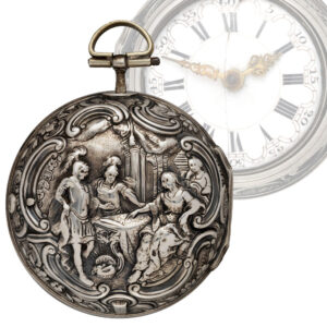 English pair-cased watch with repoussé decoration Circa 1758