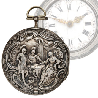 English pair-cased watch with repoussé decoration Circa 1758
