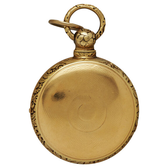 English gold pocket watch with decorated dial Circa 1824-1825 English gold pocket watch with decorated dial Circa 1824-1825
