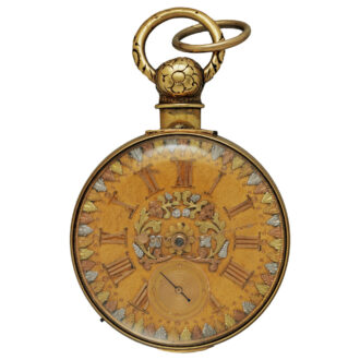 English gold pocket watch with decorated dial Circa 1824-1825