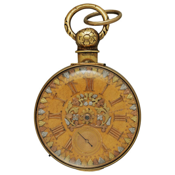 English gold pocket watch with decorated dial Circa 1824-1825 English gold pocket watch with decorated dial Circa 1824-1825