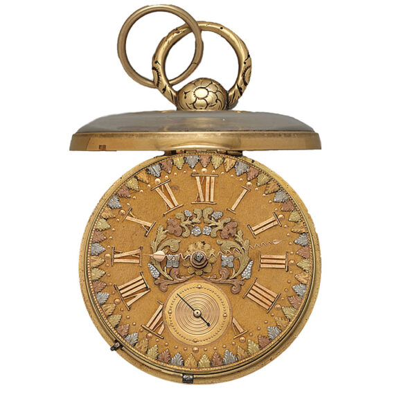 English gold pocket watch with decorated dial Circa 1824-1825 English gold pocket watch with decorated dial Circa 1824-1825
