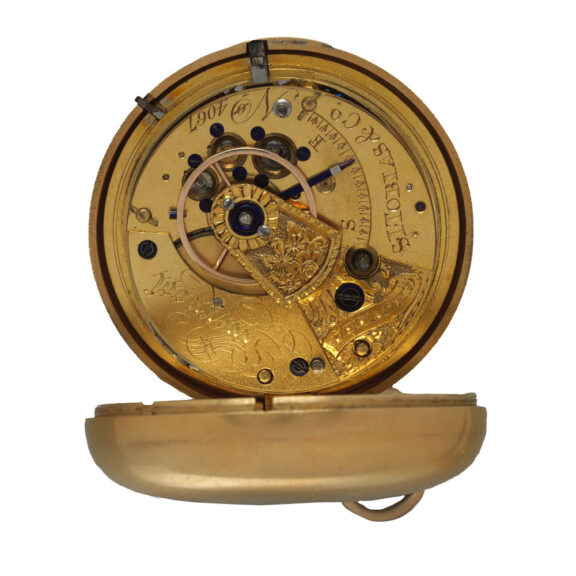 English gold pocket watch with decorated dial Circa 1824-1825 English gold pocket watch with decorated dial Circa 1824-1825