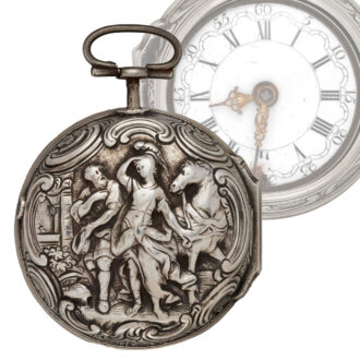 English verge pocket watch in repoussé silver case Circa 1765-66