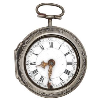 English verge pocket watch in repoussé silver case Circa 1765-66 English verge pocket watch in repoussé silver case Circa 1765-66