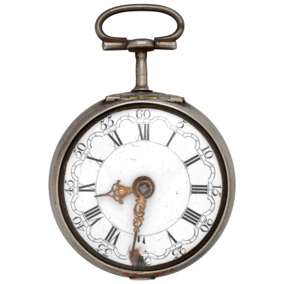English verge pocket watch in repoussé silver case Circa 1765-66 English verge pocket watch in repoussé silver case Circa 1765-66