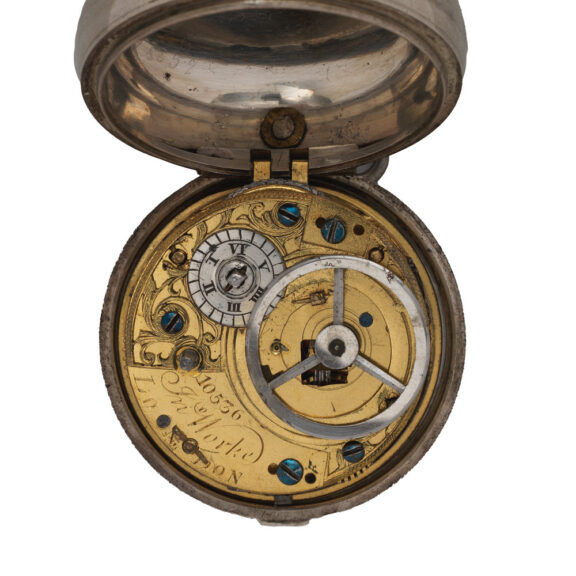 English verge pocket watch in repoussé silver case Circa 1765-66 English verge pocket watch in repoussé silver case Circa 1765-66