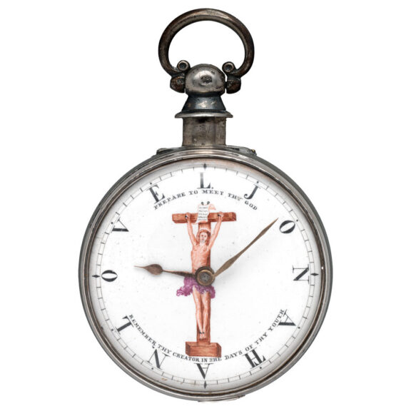 English silver watch with a holy scene on the dial Circa 1842 English silver watch with a holy scene on the dial Circa 1842