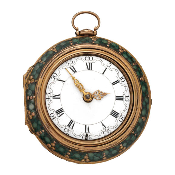 An English repoussé verge pocket watch in a triple case Circa 1770 An English repoussé verge pocket watch in a triple case Circa 1770