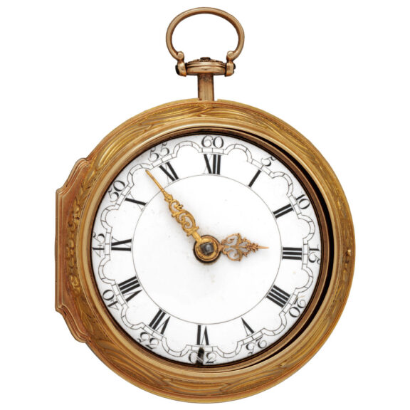 An English repoussé verge pocket watch in a triple case Circa 1770 An English repoussé verge pocket watch in a triple case Circa 1770