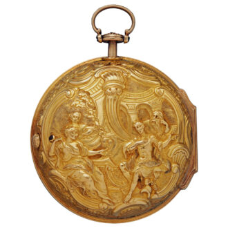 An English repoussé verge pocket watch in a triple case Circa 1770