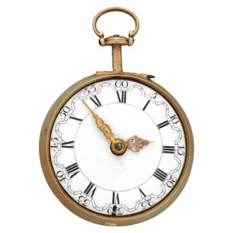 An English repoussé verge pocket watch in a triple case Circa 1770