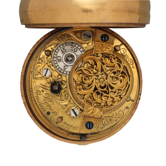 An English repoussé verge pocket watch in a triple case Circa 1770 An English repoussé verge pocket watch in a triple case Circa 1770
