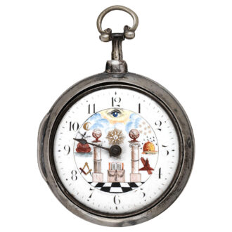 English silver pair cased watch with Masonic dial Circa 1787-1810