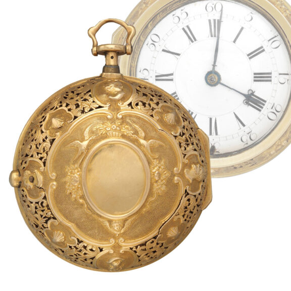English gold pair-cased verge pocket watch Circa 1740