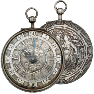 Attractive English Niello silver pocket watch Circa 1687-1710
