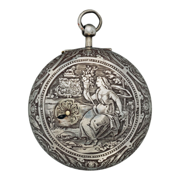 Attractive English Niello silver pocket watch Circa 1687-1710 Attractive English Niello silver pocket watch Circa 1687-1710